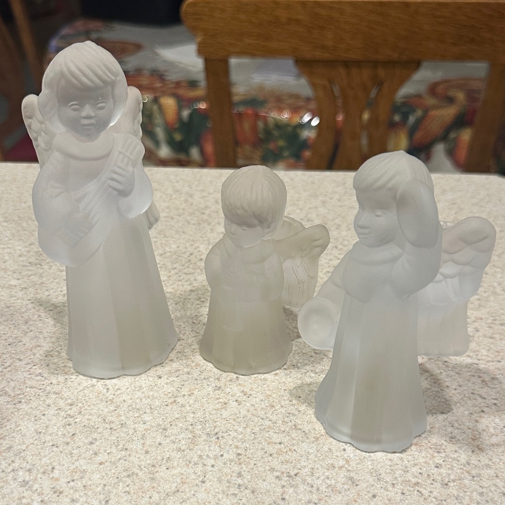 Crystal Angel Christmas frosted candleholders set of 3 perfect for the holidays